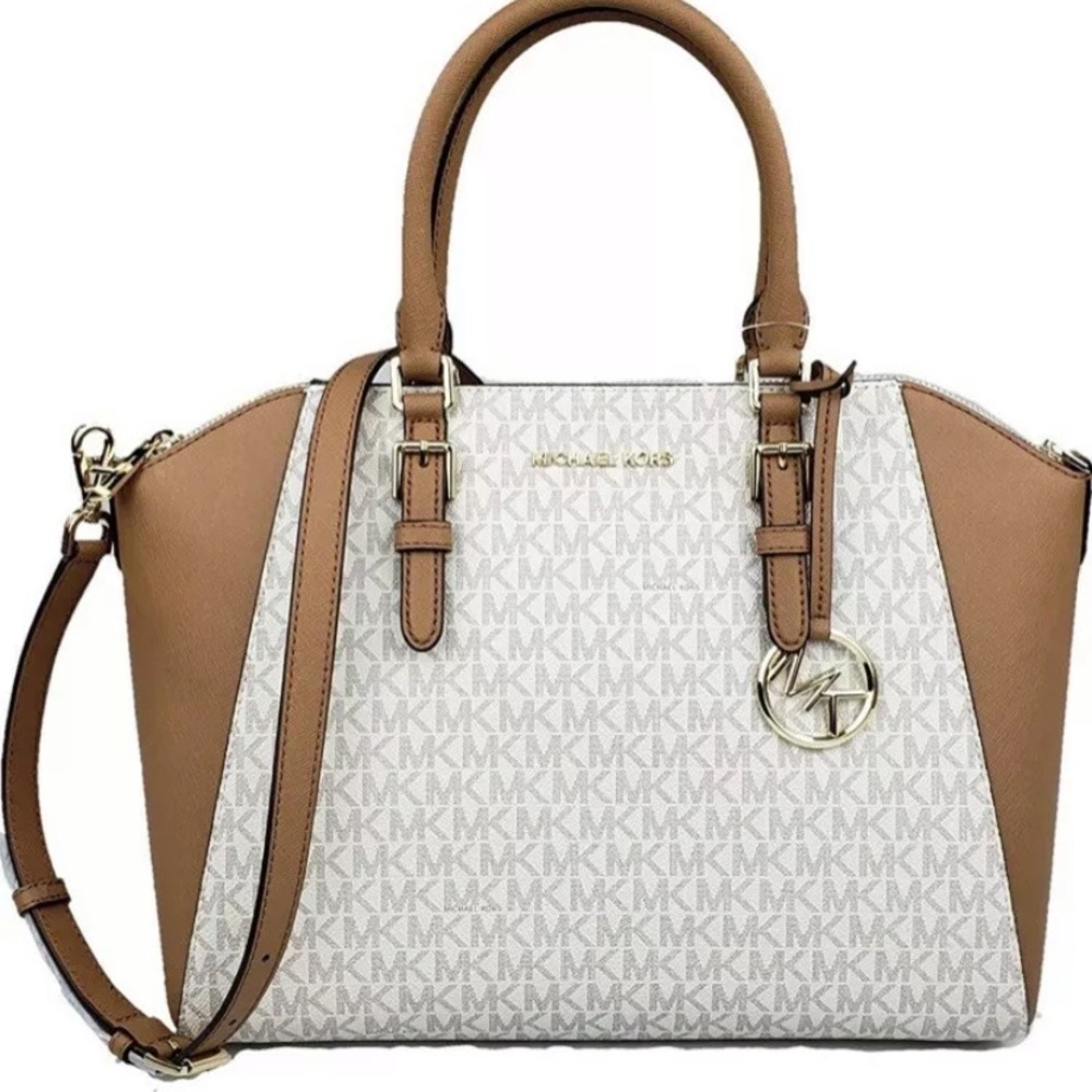 Michael Kors Ciara LG Tz Satchel Leather Vanilla